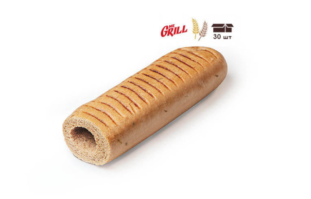 Hot dog bun Mr.Grill, Buckwheat 60g (with hole), 30 pcs/box, image №